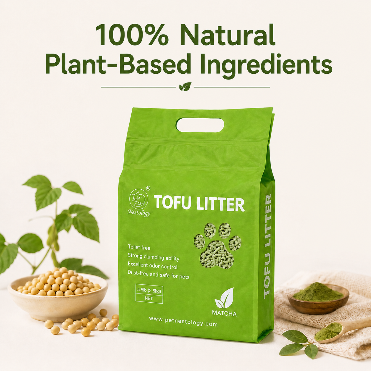 Tofu Cat Litter, Matcha Flavor