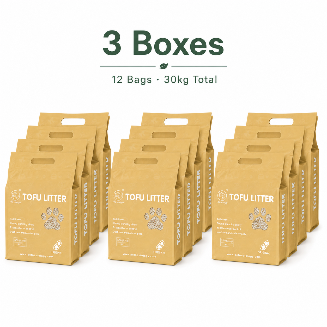 Tofu Cat Litter, Original Flavor (3 Boxes)